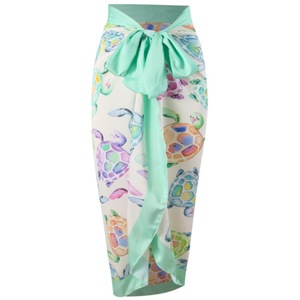 JSN Turtle Print Pattern Trajes de Baño 1 pieza Traje de baño con cobertura completa Dos piezas Mujer Sarong Traje de baño - Product Image 3