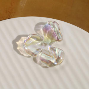 Graded Plated AB <b>Color</b> Irregular Transparent Acrylic Three Petal Flower Earrings DIY Jewelry Accessories Wholesale Loose <b>Beads</b> - Product Image 4