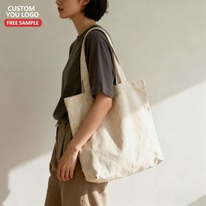 <b>Large</b> Custom Eco-Friendly Reusable Heavy Duty Cotton <b>Canvas</b> Tote <b>Bags</b> with Logo for Shopping and Gift - Product Image 2
