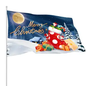 圣诞快乐花园旗，户外天井垂直悬挂双面18x 12英寸圣诞冬季庭院旗装饰品
