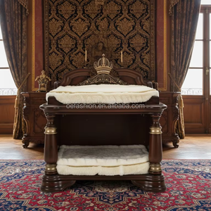 Muebles de Madera Maciza de Estilo Real de Lujo, Muebles de Madera Tallados Antiguos de Doble Capa con Diseño de Corona para Villa - Product Image 4