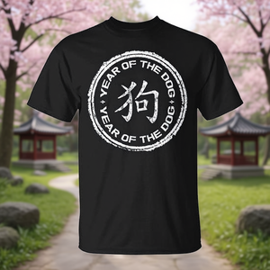 T-shirt Anno del Cane, design effetto invecchiato, zodiaco cinese, unisex, girocollo, manica corta, abbigliamento promozionale - Product Image 4