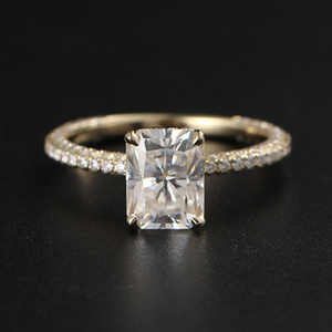 Anello Nuziale MaiYi in Oro Massiccio 18k o Platino con Moissanite Taglio Radiant da 1.2/2/3/4/5 Carati - Product Image 1