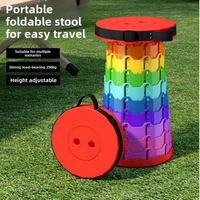 Chaise pliante télescopique ultra-légère couleur arc-en-ciel, tabouret de pêche portable en PVC, mobilier d'extérieur compact pour activités de camping