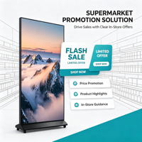 L65GAZ 65" Layar Digital Signage Berdiri Lantai Layar Penuh 65 Inci Layar LCD Portabel untuk Iklan