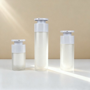 Factory Price Skin Care Airless <b>Bottle</b> Frosted 15ml 30ml 50ml Silk Screen Refillable Airless <b>Pump</b> <b>Bottle</b> with Silver Cap - Product Image 5
