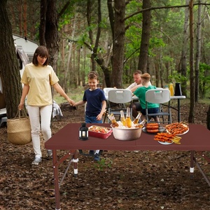 Mesa Plegable Rectangular Impermeable <span class=keywords><strong>de</strong></span> Plástico con Marco <span class=keywords><strong>de</strong></span> Hierro Portátil para Exteriores, para Fiestas y Filas - Product Image 3