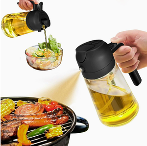 Distributeur et pulvérisateur d'huile d'olive en verre de 16oz 470ml au design moderne pour la cuisine et <span class=keywords><strong>le</strong></span> camping - Product Image 4