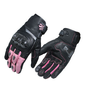 Sarung tangan motor profesional, merah muda ringan bernapas tahan angin kulit kambing cangkang buku jari untuk bersepeda olahraga semua musim - Product Image 1