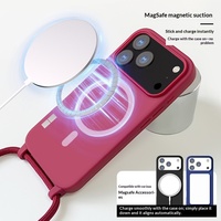Coque de téléphone tout-en-un mate à motif animalier pour iPhone avec cordon bandoulière et fixation magnétique compatible avec les modèles 18, 17, 15, 14/16