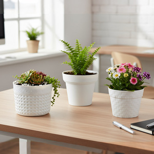 Pots de plantes en plastique à motif circulaire, ensemble de pots à succulentes modernes multi-tailles, pots de fleurs décoratifs pour la maison, jardinage intérieur et extérieur - Product Image 1