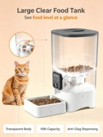 Distributeur automatique intelligent de nourriture pour animaux de compagnie avec contrôle des portions, distributeur de nourriture pour chats, réservoir transparent, bol d'alimentation intérieur