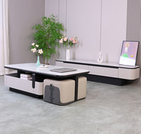 Ensemble de table basse et console TV minimaliste moderne - Finition en marbre de haute qualité - Taille personnalisable - Montage facile - Meubles de salon