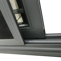 Ventanas Corredizas de Aluminio Negro Modernas de Tamaño Personalizado, Ventana Corrediza de Vidrio Low-E con Mosquitera, Ventana Corrediza Insonorizada para Villa