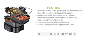 Olla Multiusos de 6L con Pantalla LED y Control de Temperatura, Múltiples Funciones para Cocinar al Vacío, Asar, Hornear, Saltear, Cocinar Lento, Protección contra Ebullición en Seco - Product Image 5