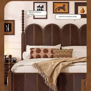 Metà del secolo <span class=keywords><strong>letto</strong></span> in <span class=keywords><strong>legno</strong></span> di gomma con colonne romane disegno simmetrico <span class=keywords><strong>intarsiato</strong></span> Vintage in <span class=keywords><strong>legno</strong></span> massiccio Queen Size camera da <span class=keywords><strong>letto</strong></span> mobili - Product Image 5