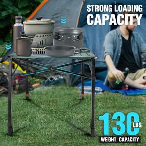 Table de camping carrée pliable en aluminium légère et réglable APZA002 pour pique-nique, barbecue et extérieur, avec sac de transport - Product Image 4