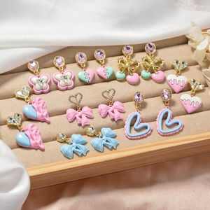 Wholesale Multi Styles Custom <b>Christmas</b> Brass Flower Bowknot 18K Gold Plated Zircon Classic Statement Drop <b>Earrings</b> Anniversary - Product Image 2