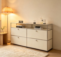 Meubles de rangement modernes modulaires en acier inoxydable avec 4 tiroirs pour salon
