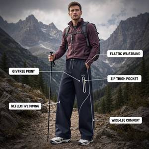 <span class=keywords><strong>Pantaloni</strong></span> Larghi da <span class=keywords><strong>Uomo</strong></span> Utility Techwear Streetwear con Cuciture a Doppio Ago a Contrasto, Tasche con Cerniera e Anello a D sul Fianco, Regolabili - Product Image 3