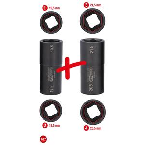 KS ชุดเบ้ารับแรงกระแทกขอบอลูมิเนียมพิเศษขนาด1/2 "สำหรับ Ford, 18.5 / 19.5 / 20.5/21.5มม., 2ชิ้น - Product Image 3