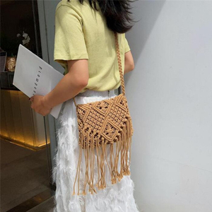 New Style Macrame <strong>Bag</strong> Casual One-<strong>Shoulder</strong> Summer Beach Handbag for Girls With Cotton Lining for <strong>Mobile</strong> <strong>Phone</strong> Small Items - Product Image 4