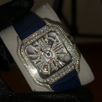 Montre Hip Hop Iced Out Moissanite, Montre Mécanique Classique Carrée à Cadran Romain pour Homme, Montre de Luxe pour Hommes