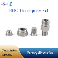 Boquilla de pulverización plana de 3 piezas BHC Premium, rosca macho de 1/4 pulgada, punta de acero inoxidable de 1-7 bar para eliminación de polvo y refrigeración