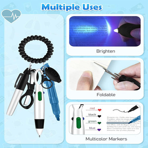 Tùy Chỉnh Y Tá Bút Kit Có Thể Gập Lại Kéo Chống Mất Clip Keychain Có Thể Thu Vào Đầy Màu Sắc Bút Bi Đánh Dấu Highlighter Keychain - Product Image 3