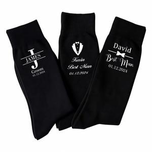 Personalized Wedding <b>Socks</b> for <b>Groom</b> and Groomsmen, Custom Name Role <b>Socks</b>, Fun Wedding Party Gift, Best Man Proposal Present - Product Image 1