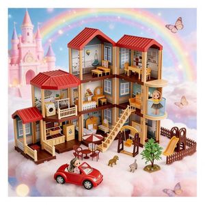 Casas en Miniatura, Kit de Casa de Plástico para Armar con Muebles y Accesorios, Regalo Creativo para Niñas y Niños de 5 a 7 Años - Product Image 1