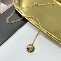 Produsen Perhiasan Stainless Steel Custom, Kalung Liontin Koin Bunga Bulan Kelahiran Emas Personalisasi untuk Wanita