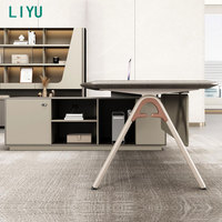 Bureau de direction moderne et luxueux Liyu, convertible, grand format, autoportant, en bois avec tiroirs