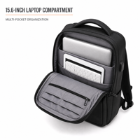 Ransel Laptop Fashion Bisnis untuk Pria, Dapat Diperluas, 15.6 Inci, Port Pengisian Daya USB, Tahan Air, Ringan, Kapasitas Besar, untuk Perjalanan