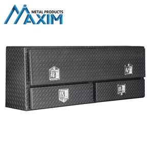 Boîte à outils en aluminium noir mat avec double tiroir et vérins à gaz pour camionnettes - Disponible <span class=keywords><strong>de</strong></span> 48 à 96 pouces - Product Image 3