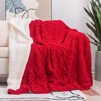 Câble tricot jeter noël réversible chaud confortable pull acrylique tricoté couverture pour lit canapé toutes saisons utiliser avec doublure Sherpa