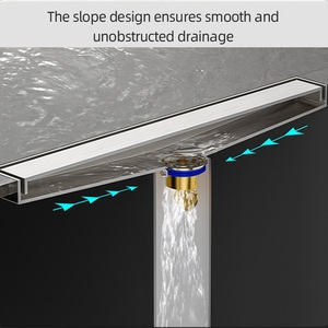 Siphon de douche linéaire 20-120 cm en acier inoxydable 304 avec grille en laiton amovible pour salle de bain - Product Image 4