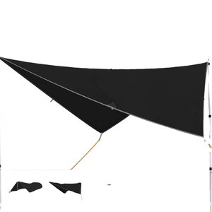 ผ้าใบกันน้ำ WOQI ขนาด 300x300 ซม. รูปทรงสี่เหลี่ยม ผลิตจากโพลีเอสเตอร์ สำหรับตั้งแคมป์ เดินป่า และกิจกรรมกลางแจ้ง สีดำ - Product Image 1