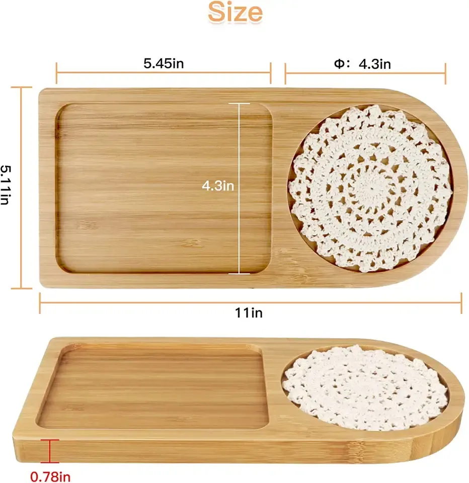 Bambu Small Food Tray Coffee Tea Dessert Serving Bandeja para Banheiro e Home Decor Kitchen