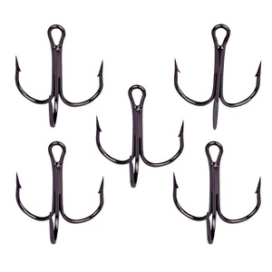 Anzuelos triples de acero con alto contenido de carbono, tamaños 6, 8, 10, 40, para pesca en playa y océano, anzuelos de señuelo de tres puntas, anzuelo de anclaje fuerte. - Product Image 1