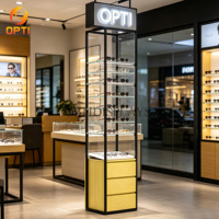 Vitrine d'exposition de lunettes de luxe moderne pour magasin d'optique, présentoir sur mesure pour lunettes de soleil