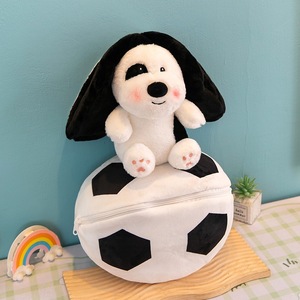 Juguete de Peluche de Perro Blanco y Negro para Niño, Bolsa Creativa de Peluche de Fútbol Transformar Bebé, Muñeco de Peluche para Niño - Product Image 2