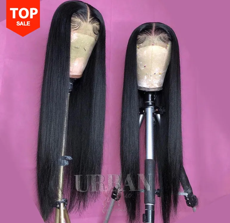 Parrucca per capelli vergini fornitori parrucche frontali in pizzo HD trasparente dritto parrucca per capelli peruviani dritti in osso vergine al 100%