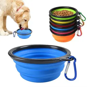 Bol pour animaux de compagnie en silicone personnalisé pour chat et chien mignon portable pliant chiot voyage eau nourriture pliant bol pour chien