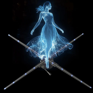 Étape dans l'avenir avec ventilateur <span class=keywords><strong>LED</strong></span> holographique 3D hologramme 3D 100cm projecteur d'hologramme équipement de ventilateur d'affichage publicitaire - Product Image 1