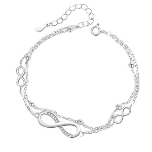 Bijoux fantaisie 925 Sterling Silver Zircon 8 chiffres Infinity <span class=keywords><strong>Symbol</strong></span> Chain Bracelet pour femme - Product Image 5