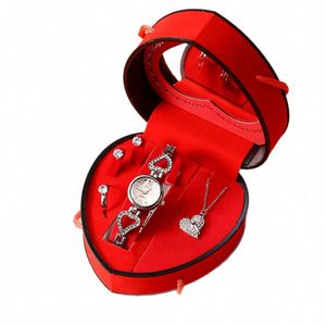 Coffret Cadeau Saint-Valentin Chinois pour Enseignants : Montre, Bague et Collier en Acier Inoxydable Écologique de Luxe Léger en Forme de Cœur - Product Image 4