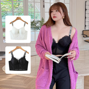 Camiseta Moldeadora Talla Grande N8383 con Tirantes de Pedrería y Cinturilla con Varillas para Mujer, Color Negro Fantasma, Fragancia Blanca Nieve - Product Image 1