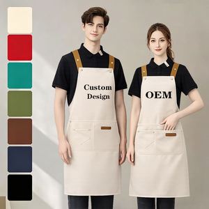 Custom Logo Customizable Waterproof Canvas Bib <b>Kitchen</b> <b>Apron</b> Oil-Proof Adjustable Anti-static Waiter Carpenter Barista Washable - Product Image 3