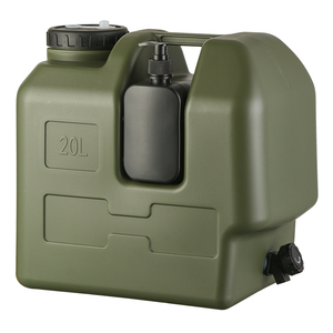 Seau à eau portable en matériau PE 20L avec petite bouteille et robinet, adapté au camping en plein air et aux visites autonomes 5,3 gal - Product Image 1